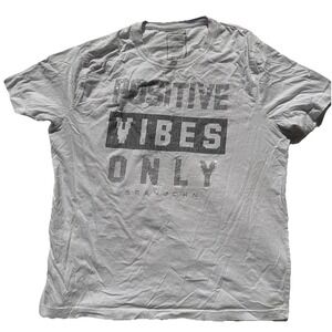 Sean John Positive Vibes Only T-Shirt Size XL Streetwear Hip-Hop White Tee STAIN